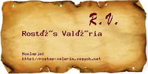 Rostás Valéria névjegykártya